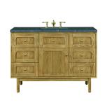 Laurent 48" Single Vanity, Light Natural Oak w/ 3 CM Parisien Bleu Top w/FreePower Wireless Charger