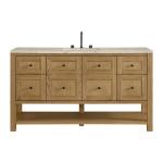 Breckenridge 60" Single Vanity, Light Natural Oak, w/ 3 CM Tajnar Eclos Top w/FreePower Wireless Charger