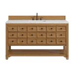Malibu 60" Single Vanity, Amber Birch w/ 3 CM Eternal Jasmine Pearl Top w/ FreePower Wireless Charger