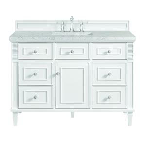 Lorelai 48" Single Vanity, Bright White w/ 3 CM Eternal Jasmine Pearl Silestone Top w/FreePower Wireless Charger