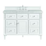 Lorelai 48" Single Vanity, Bright White w/ 3 CM Eternal Jasmine Pearl Silestone Top w/FreePower Wireless Charger