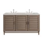 Portland 60IN Double Vanity Whitewashed Walnut w/ 3 CM Siberian Silestone Top