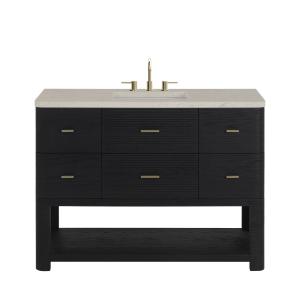 Lucian 48" Single Vanity, Carbon Oak, w/ 3 CM Siberian Silestone Top w/FreePower Wireless Charger