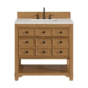 Malibu 36" Single Vanity, Amber Birch, w/ 3 CM Siberian Silestone Top