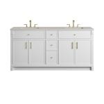 Bellshire 72" Double Vanity, Bright White w/ 3 CM Siberian Silestone Top