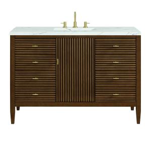 Myrrin 48" Single Vanity, Mid Century Walnut w/ 3 CM Ethereal Noctis Silestone Top w/FreePower Wireless Charger