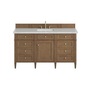 Brittany 60" Single Vanity, Pecan w/ 3 CM Ethereal Noctis Silestone Top