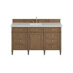 Brittany 60" Single Vanity, Pecan w/ 3 CM Ethereal Noctis Silestone Top w/FreePower Wireless Charger