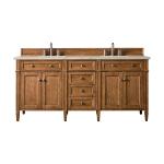 Brittany 72" Double Vanity, Saddle Brown, w/ 3 CM Tajnar Eclos Top w/FreePower Wireless Charger