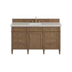 Brittany 60" Single Vanity, Pecan w/ 3 CM Lime Delight Silestone Top