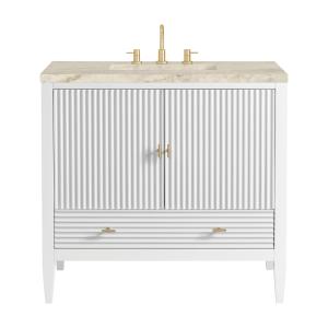 Myrrin 36" Vanity, Bright White, w/ 3 CM Tajnar Eclos Top