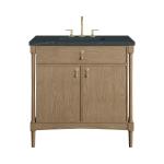 Kinnsden 36" Single Vanity, Weathered Oak w/ 3 CM Charcoal Soapstone Silestone Top
