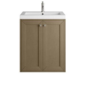 Chianti 24" Single Vanity, Walnut Whisper w/ White Glossy Composite Stone Top