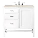 Addison 36" Single Vanity, Glossy White, w/ 3 CM Siberian Silestone Top