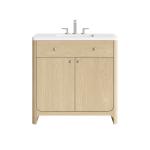 Gracyn 36" Single Vanity, Coastal Driftwood, w/ 3 CM White Zeus Quartz Widespread Top