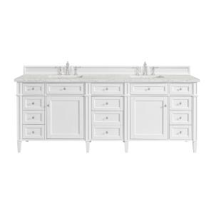 Brittany 84" Double Vanity, Bright White w/ 3 CM Eternal Jasmine Pearl Top