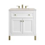 Chicago 30" Single Vanity, Glossy White, w/ 3 CM Siberian Silestone Top