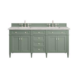 Brittany 72" Double Vanity, Smokey Celadon w/ 3 CM Eternal Jasmine Pearl Top w/FreePower Wireless Charger