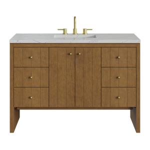 Hudson 48" Single Vanity, Honey Oak w/ 3 CM Ethereal Noctis Silestone Top