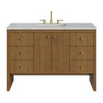 Hudson 48" Single Vanity, Honey Oak w/ 3 CM Ethereal Noctis Silestone Top w/FreePower Wireless Charger