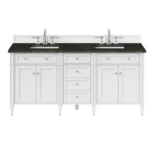 Brittany 72" Double Vanity in Bright White, w/ 3 CM Phantome Eclos Top