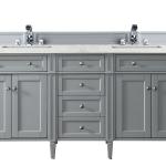 Brittany 72" Double Vanity, Urban Gray w/ 3 CM Eternal Jasmine Pearl Silestone Top w/FreePower Wireless Charger