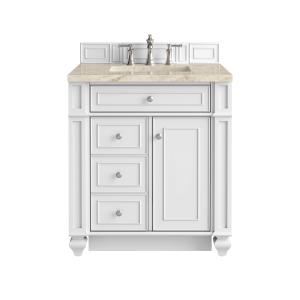 Bristol 30" Single Vanity, Bright White, w/ 3 CM Tajnar Eclos Top