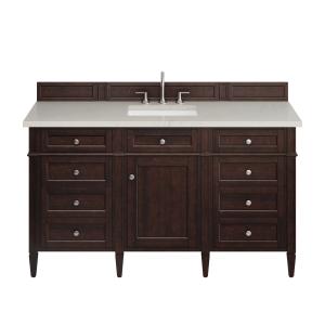 Brittany 60" Single Vanity, Burnished Mahogany, w/ 3 CM Siberian Silestone Top