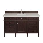 Brittany 60" Single Vanity, Burnished Mahogany, w/ 3 CM Siberian Silestone Top