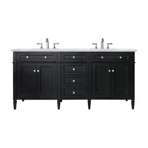 Brittany 72" Double Vanity, Black Onyx w/ 3 CM Ethereal Noctis Silestone Top w/FreePower Wireless Charger
