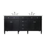 Brittany 72" Double Vanity, Black Onyx w/ 3 CM Ethereal Noctis Silestone Top w/FreePower Wireless Charger