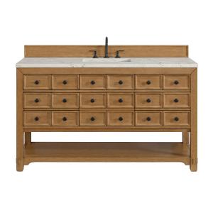Malibu 60" Single Vanity, Amber Birch w/ 3 CM Victorian Silver Top w/ FreePower Wireless Charger