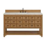 Malibu 60" Single Vanity, Amber Birch w/ 3 CM Victorian Silver Top w/ FreePower Wireless Charger
