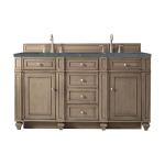 Bristol 60" Double Vanity, Whitewashed Walnut w/ 3 CM Parisien Bleu Silestone Top w/FreePower Wireless Charger