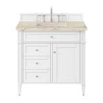 Brittany 36" Single Vanity in Bright White, w/ 3 CM Tajnar Eclos Top