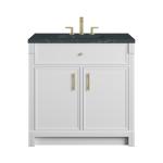 Bellshire 36" Single Vanity, Bright White w/ 3 CM Charcoal Soapstone Silestone Top