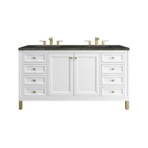 Chicago 60" Double Vanity, Glossy White, w/ 3 CM Phantome Eclos Top