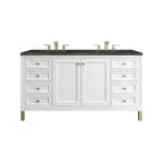 Chicago 60" Double Vanity, Glossy White, w/ 3 CM Phantome Eclos Top