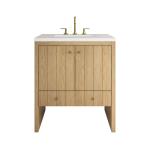 Hudson 30" Single Vanity, Light Natural Oak w/ 3 CM White Zeus Silestone Top