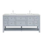 Breckenridge 72" Double Vanity, Serenity Blue, w/ 3 CM Ethereal Noctis Quartz Top w/FreePower Wireless Charger