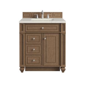 Bristol 30" Single Vanity, Saddle Brown, w/ 3 CM Siberian Silestone Top