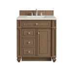 Bristol 30" Single Vanity, Saddle Brown, w/ 3 CM Siberian Silestone Top