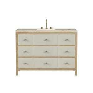Celeste 48" Single Vanity, Sunwashed Oak with Embossed Shagreen, w/ 3 CM Tajnar Eclos Top w/FreePower Wireless Charger