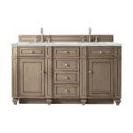 Bristol 60" Double Vanity, Whitewashed Walnut w/ 3 CM Ethereal Noctis Silestone Top w/FreePower Wireless Charger