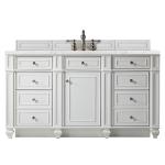 Bristol 60" Single Vanity, Bright White w/ 3 CM Eternal Jasmine Pearl Silestone Top w/FreePower Wireless Charger