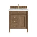 Brittany 30" Single Vanity, Pecan w/ 3 CM White Zeus Silestone Top