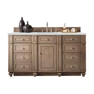 Bristol 60" Single Vanity, Whitewashed Walnut w/ 3 CM Ethereal Noctis Silestone Top w/FreePower Wireless Charger