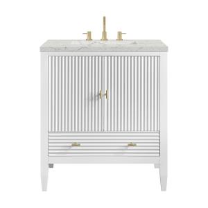 Myrrin 30" Single Vanity, Bright White w/ 3 CM Eternal Jasmine Pearl Silestone Top