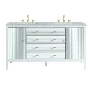 Myrrin 60" Double Vanity, Bright White w/ 3 CM Eternal Jasmine Pearl Silestone Top w/FreePower Wireless Charger