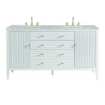 Myrrin 60" Double Vanity, Bright White w/ 3 CM Eternal Jasmine Pearl Silestone Top w/FreePower Wireless Charger